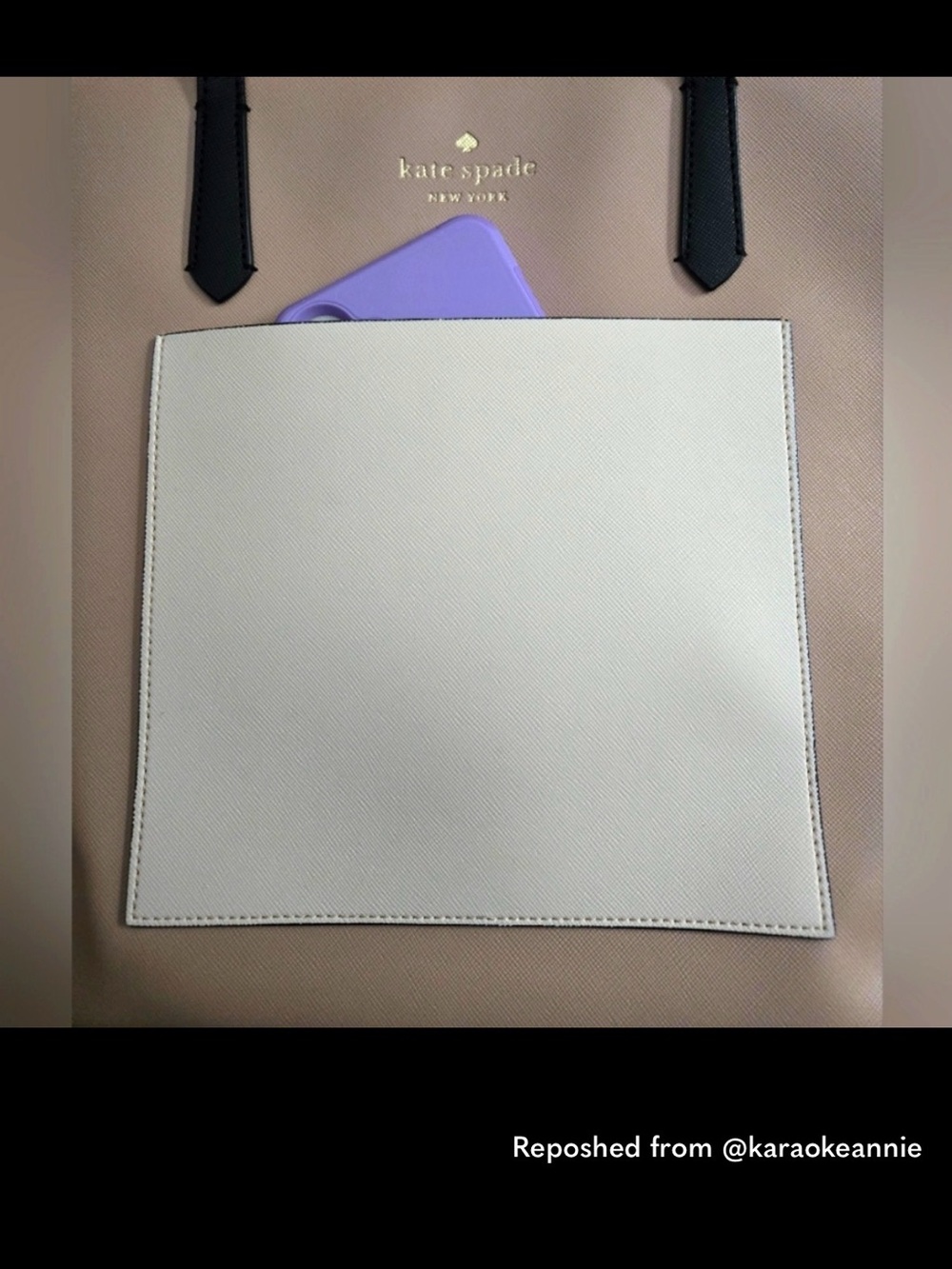 kate spade beige, white & black tote with matching cardholder